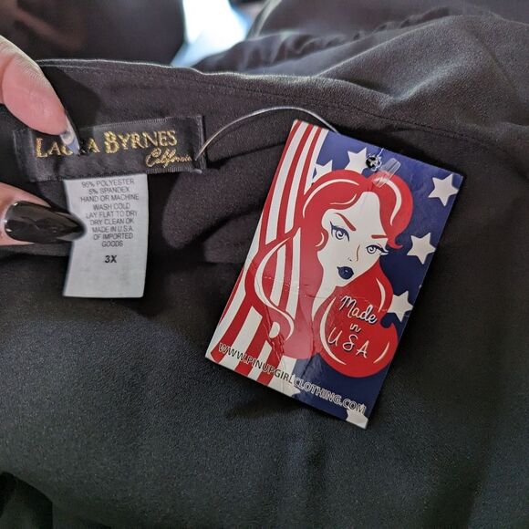 Women's PUG Black Clarice 40s Coat Dress in Poly Crepe, Size 3XL - Picture 7 of 7